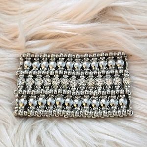 Express Silver Cuff‎ Bracelet w/ Rhinestones - Like New